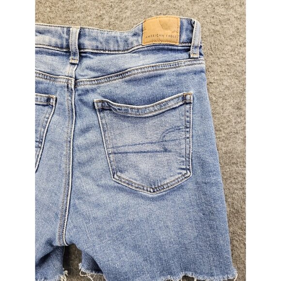 American Eagle Women's Blue Mom Short Cut Off Denim Jean High Rise Shorts Size 0 - Picture 3 of 9